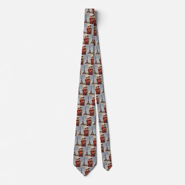 Vintage Tourists at Eiffel Tower, Paris Vacation Tie (Front)