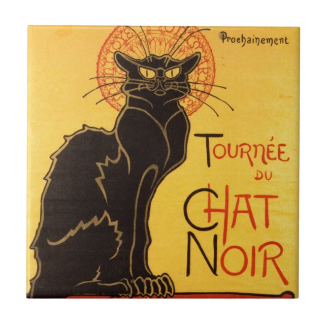 Vintage Tournee de Chat Noir Black Cat Tile (Front)