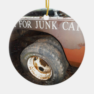 Vintage Tow Truck cash for junk Car Sign Ceramic Tree Decoration