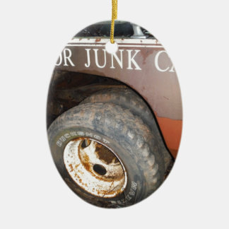 Vintage Tow Truck cash for junk Car Sign Ceramic Tree Decoration