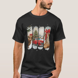 Vintage Town Christmas Cowgirl Highland Cow Girl C T-Shirt
