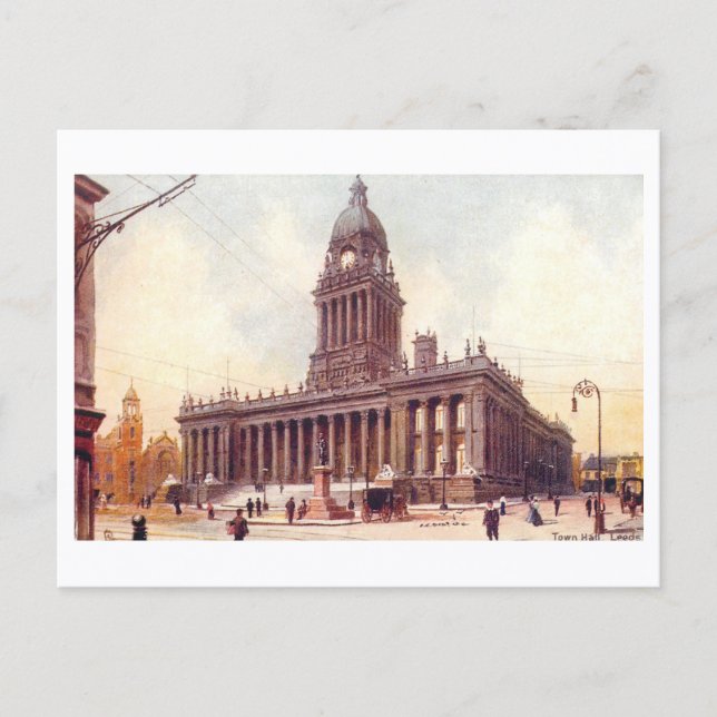 Vintage Town Hall, Leeds Postcard (Front)