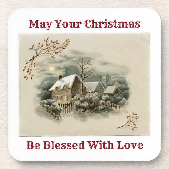 Vintage Town In Winter Coaster (Front)