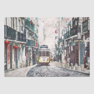 Vintage Town Trolly Car Decoupage Tissue Paper