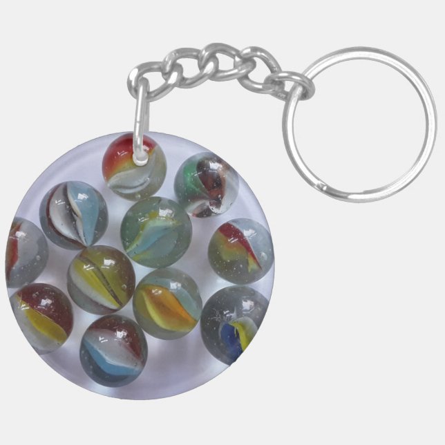 Vintage Toy Cat's Eye Marbles Key Ring (Back Right)