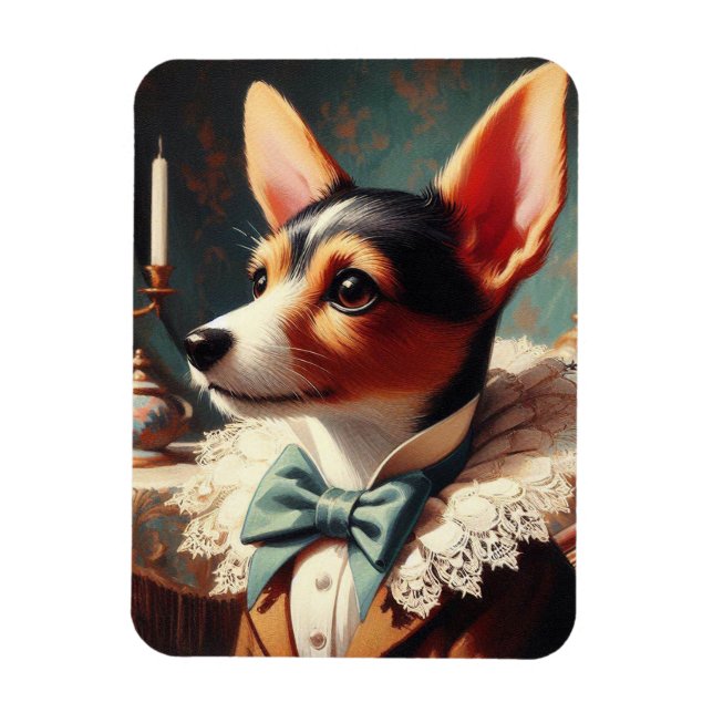 Vintage Toy Fox Terrier Painting Magnet (Vertical)