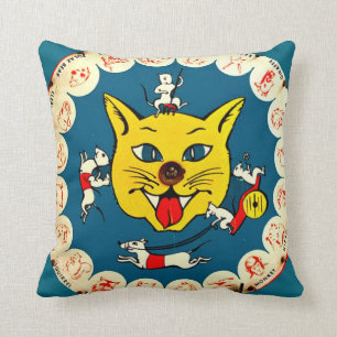 Vintage Toy Kitty Game w/big Cat on back Kids Room Cushion