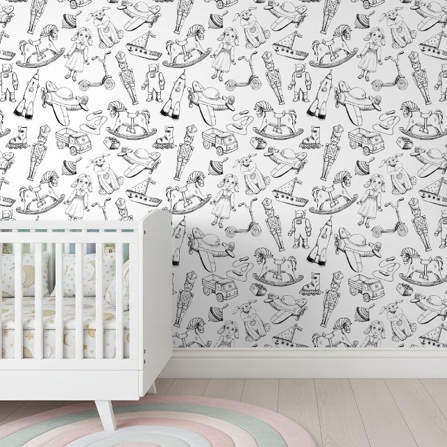 Vintage Toy Pattern Black and White ID783 Wallpaper (Creator Uploaded)