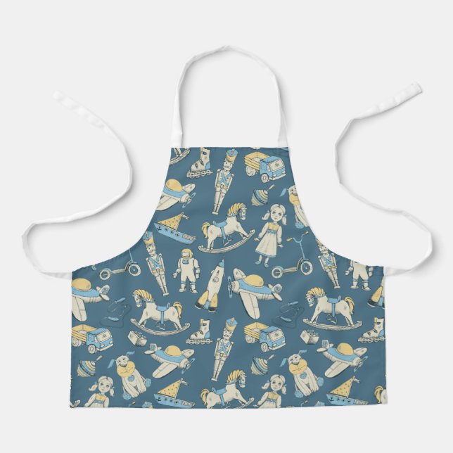 Vintage Toy Pattern Blue/Yellow ID783 Apron (Front)