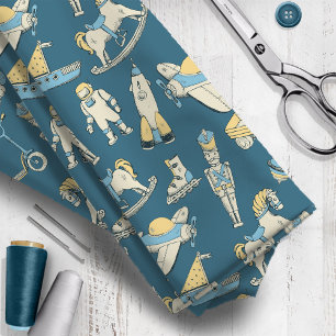 Vintage Toy Pattern Blue/Yellow ID783 Fabric
