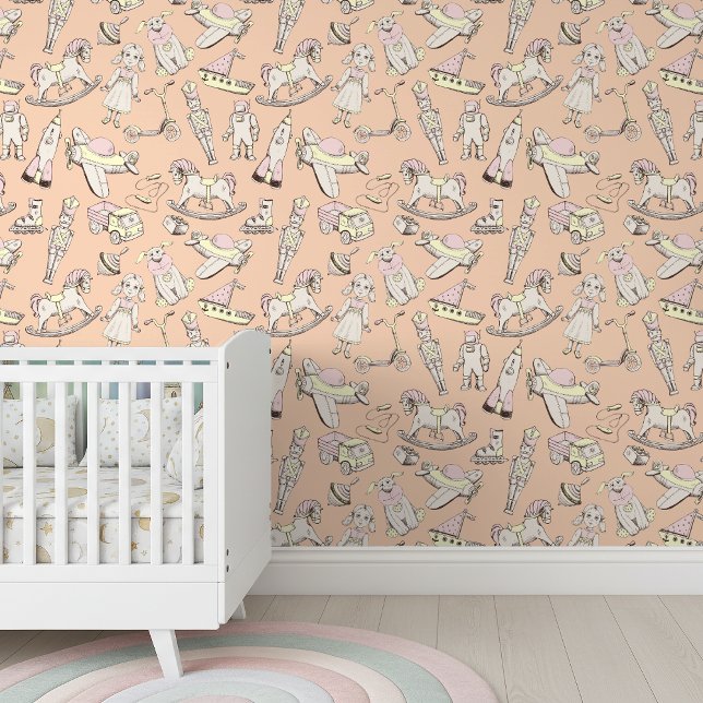Vintage Toy Pattern Pink/Yellow ID783 Wallpaper (Creator Uploaded)