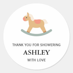 Vintage Toy Rocking Horse Baby Shower Classic Round Sticker