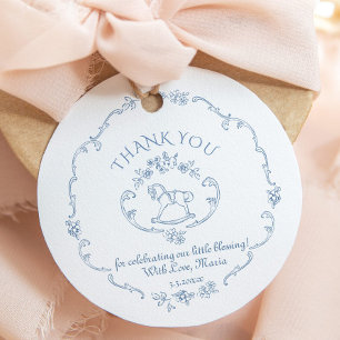 Vintage toy Toile de jouy baby shower Thank you Favour Tags