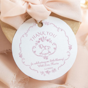 Vintage toy Toile de jouy baby shower Thank you Favour Tags