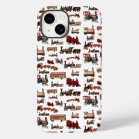 Vintage Toy Train Colourful Trains Pattern