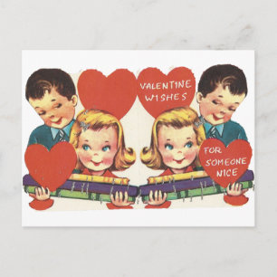 Vintage Toy Train Valentine Holiday Postcard