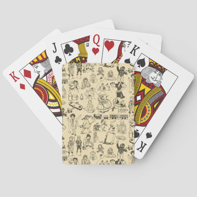 Vintage toys and playing children pattern cards (Back)