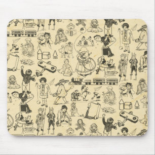 Vintage toys and playing children pattern mouse pad