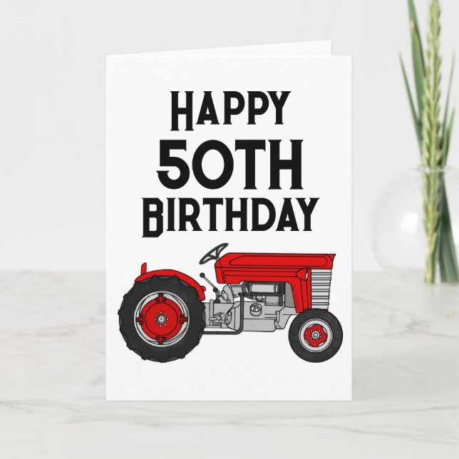 Vintage Tractor Custom Age Birthday Card Farmer (Front)