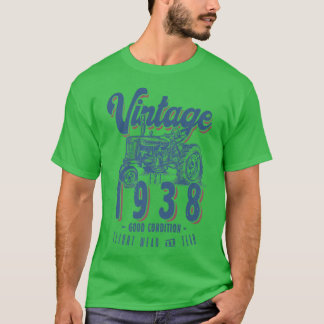 Vintage Tractor Farmer Birthday Born In 1938 & Est T-Shirt