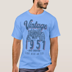 Vintage Tractor Farmer Birthday Born In 1951 & Est T-Shirt