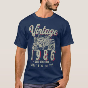 Vintage Tractor Farmer Birthday Born In 1986 & Est T-Shirt