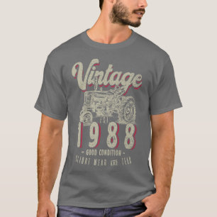 Vintage Tractor Farmer Birthday Born In 1988 & Est T-Shirt