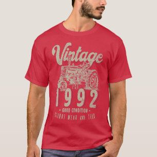 Vintage Tractor Farmer Birthday Born In 1992 & Est T-Shirt