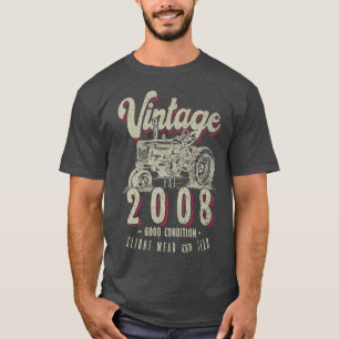 Vintage Tractor Farmer Birthday Born In 2008 & Est T-Shirt