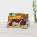 Vintage Tractor in Autumn Landscape Greeting Card<br><div class="desc">1955 WD45 Allis Chalmers Tractor is posed within a landscape of colourful autumn leaves. Card is blank inside. You can write inside the card for your occasion.</div>