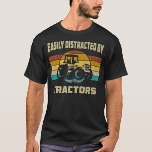 Vintage Tractor Lovers Gifts Easily Distracted by T-Shirt