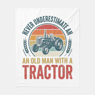 Vintage Tractor Old Man Quote Shirt Design_1 Fleece Blanket