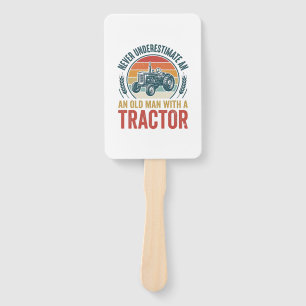 Vintage Tractor Old Man Quote Shirt Design_1 Hand Fan