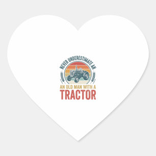 Vintage Tractor Old Man Quote Shirt Design_1 Heart Sticker