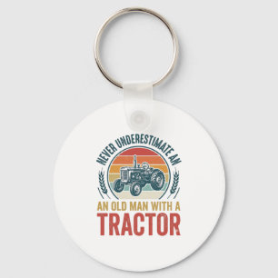 Vintage Tractor Old Man Quote Shirt Design_1 Key Ring