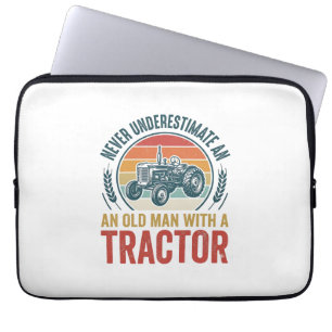 Vintage Tractor Old Man Quote Shirt Design_1 Laptop Sleeve