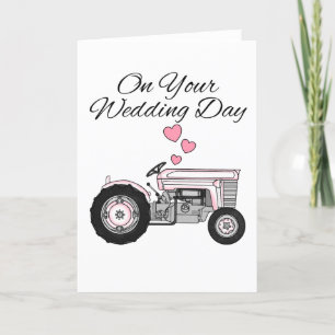 Vintage Tractor Wedding Card Farmers Farming