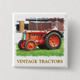 VINTAGE TRACTORS 15 CM SQUARE BADGE