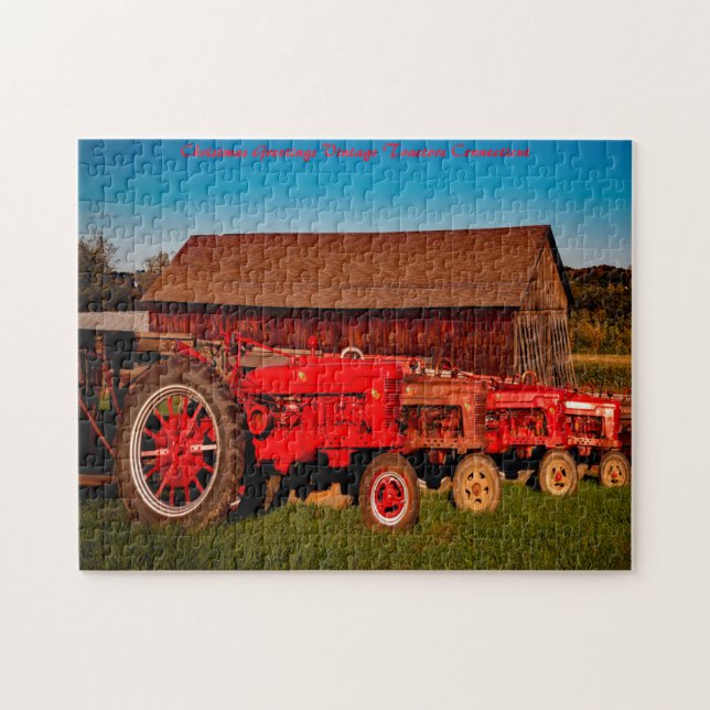 Vintage Tractors. Christmas Greetings Jigsaw Puzzle (Horizontal)