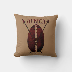 Vintage traditional African shield spear afro art Cushion