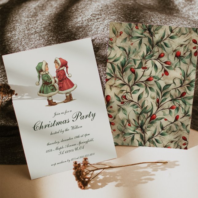 Vintage Traditional Christmas Party Invitation (Creator Uploaded)