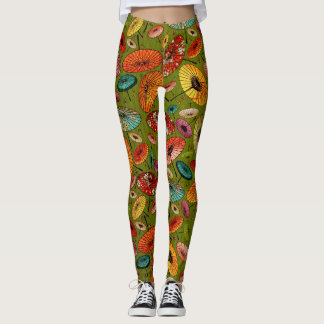 Vintage Traditional Japanese Paper Print Leggings