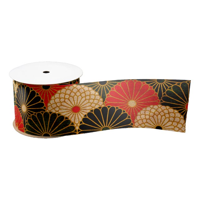 Vintage Traditional Japanese Paper Print Satin Ribbon (Spool)