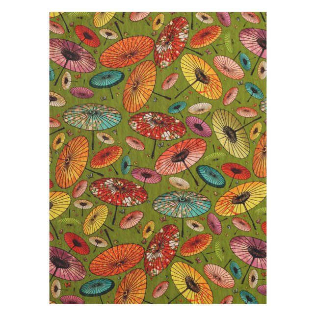 Vintage Traditional Japanese Paper Print Tablecloth (Front)