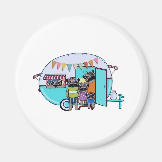Vintage Trailer Pugs Magnet (Front)