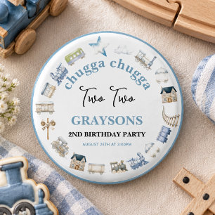 Vintage Train 2nd Birthday – Choo Choo Party 3 Cm Round Badge