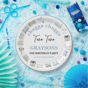 Vintage Train 2nd Birthday – Choo Choo Party Paper Plate
