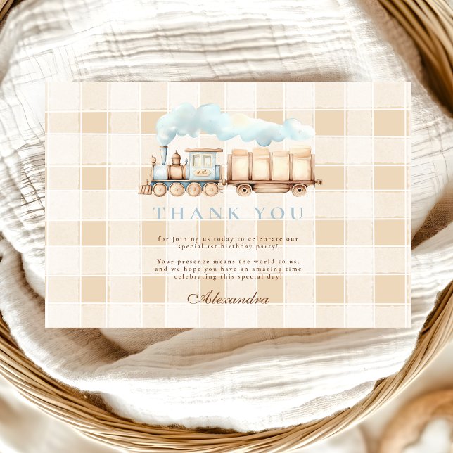 Vintage Train 2nd Birthday  Thank You Card (Creator Uploaded)