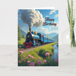 Vintage Train Birthday Card