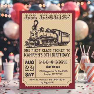 Vintage Train Birthday Party Invitation